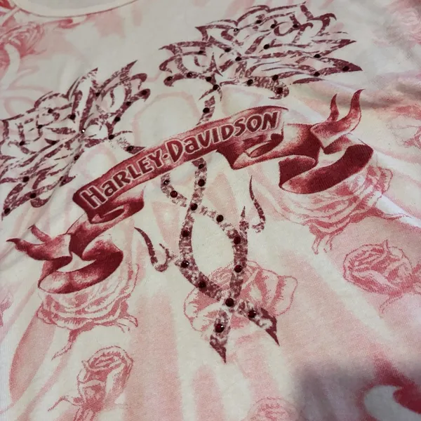 90s Vintage Pink Harley Davidson Long Sleeve T-shirt Size Large - Image 3