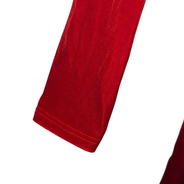 SHEIN Red Velvet Wrap Midi Dress Long Sleeve Holiday Party Large‎ - Image 2
