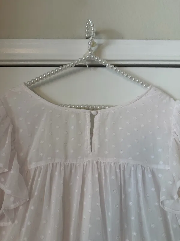 Kori White Chiffon Tiered Swiss Dot Top - Image 5