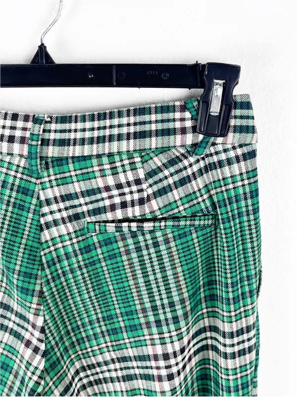 FREE PEOPLE Green All For Me Plaid Tapered Cuffed Pants Slacks Trousers Size 0 - Image 7