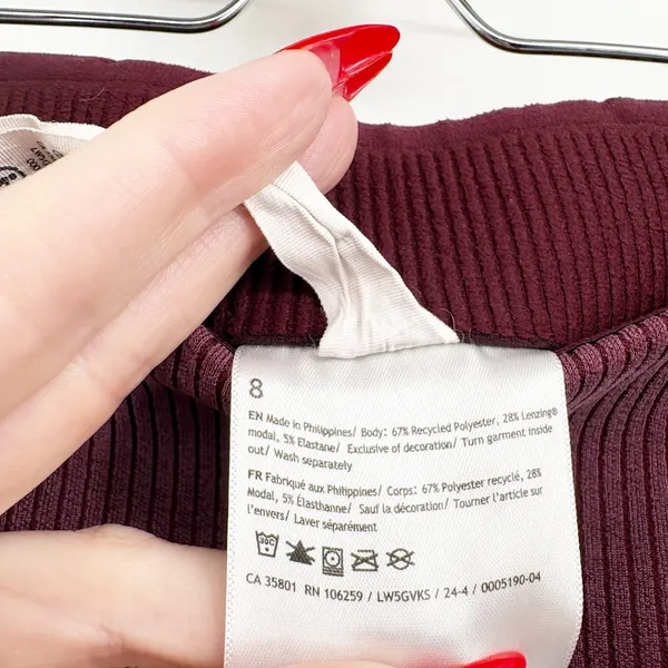 Lululemon Womens Ribbed Softstreme High-Rise Flared Lounge Pants Garnet Size 8 - Image 5