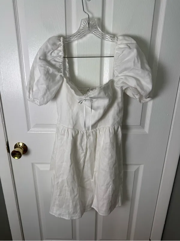Reformation Malvina Linen Dress in White 8 - Image 2