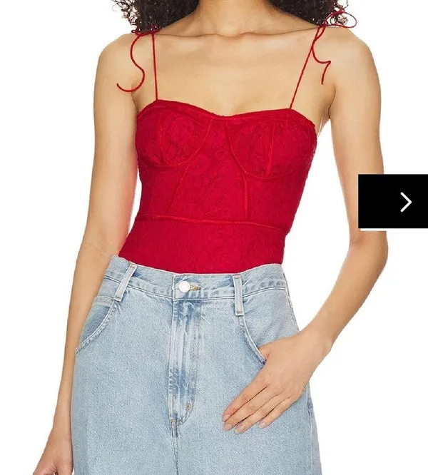 Superdown red lace bodysuit - Image 2