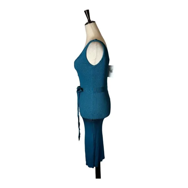 Rachel Roy Dress Women Small Blue Ribbed Knit Button Front Sweater Sheath‎ NWT - Image 7