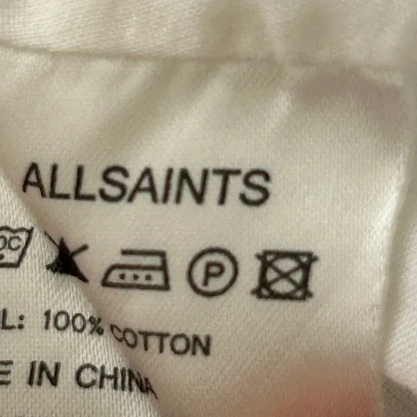 AllSaints White Cotton Pin Tuck V Neck 3/4 Sleeve Tunic Shirt US‎ 4 - Image 7