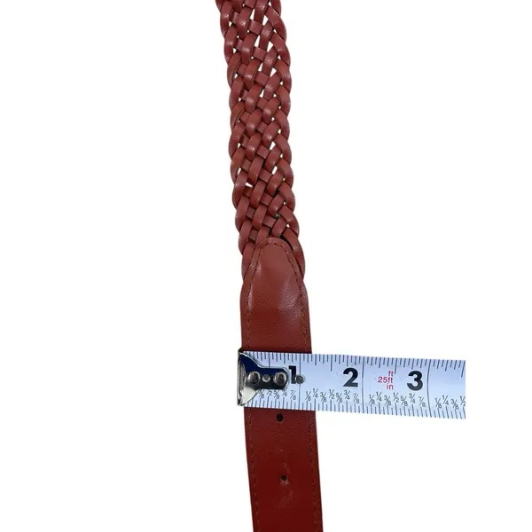 VTG Braided Faux Leather Belt Reddish Brown Brass Buckle 32” - Image 6