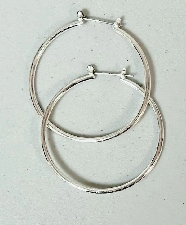 Silver Hoops Hoop Earrings Jewelry 💎 (Medium Size) - Image 2