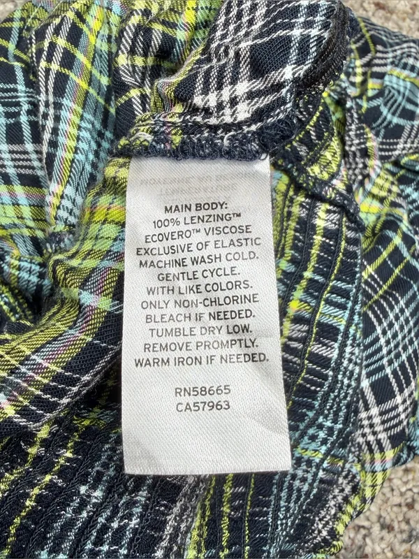 BP Plaid Square Neck Smocked Crop Top Blouse 1X Green Blue Black NWT Plus Size - Image 5