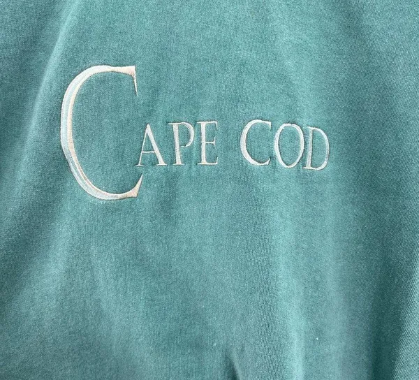 Cape Cod Art Unlimited Sportswear turtleneck teal embroidered sweatshirt L - Image 4
