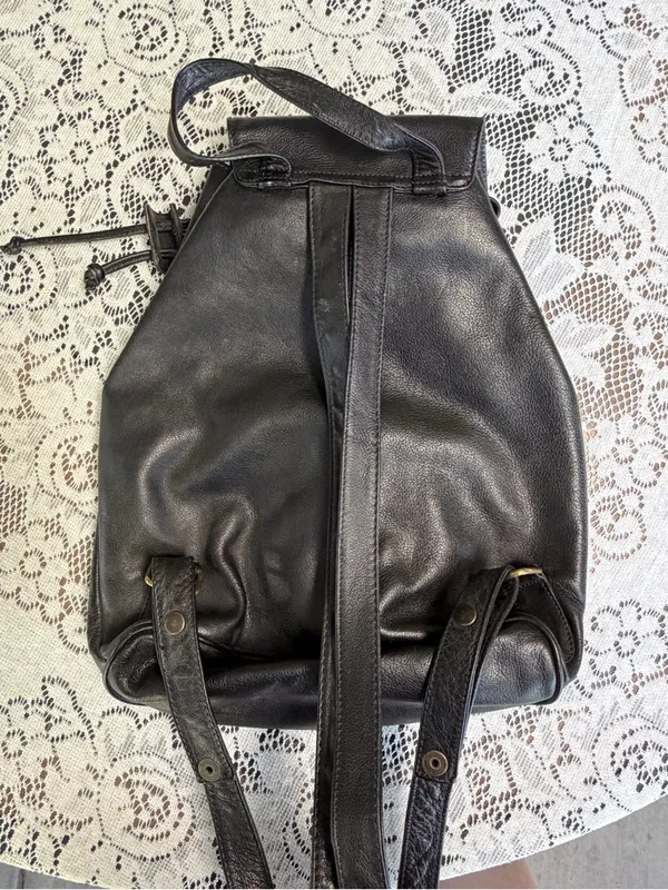 Classic Black Leather Backpack - Image 2
