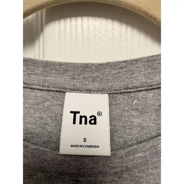 Tna Aritzia Homestretch Cropped T-Shirt Heather‎ Grey Crew Neck Small - Image 3