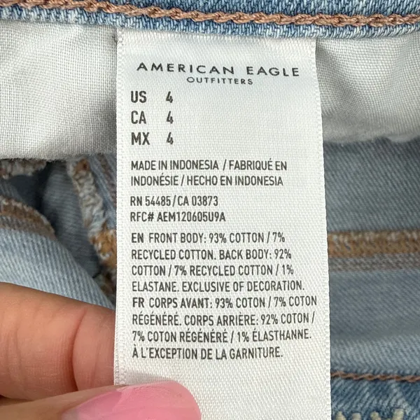 American Eagle Strigid Shorts Womens 4 High Waisted Distressed‎ Festival Denim - Image 6