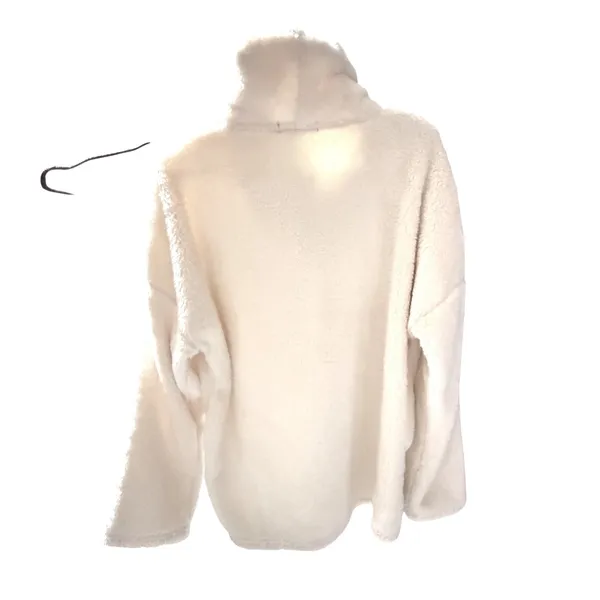 NWT Yeokou‎ Womens Cream Sherpa Fleece Pullover Sweatshirt Cozy Warm L - Image 5