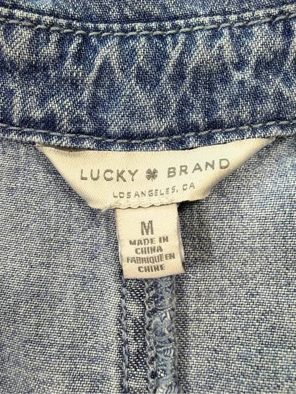 Lucky Brand 100% Cotton Light Blue Denim Short Sleeve Romper Size Medium - Image 6