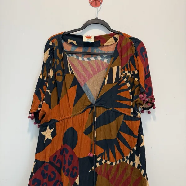 Farm Rio V-Neck Printed KaftanDress, Size S - Image 5