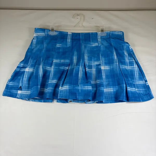 Antigua Desert Dry Xtra-Lite Blue‎ Plaid Pleated Golf Tennis Skort Womens XL - Image 8