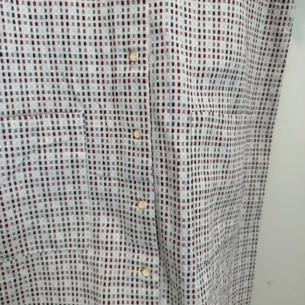 Mo:vint By Anthropologie Dress Dot Textured V Neck Button Down Short Sleeve M - Image 2