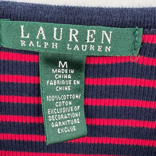 Ralph Lauren LRL blouse women's M striped red navy boatneck button cuff nautical - Image 6