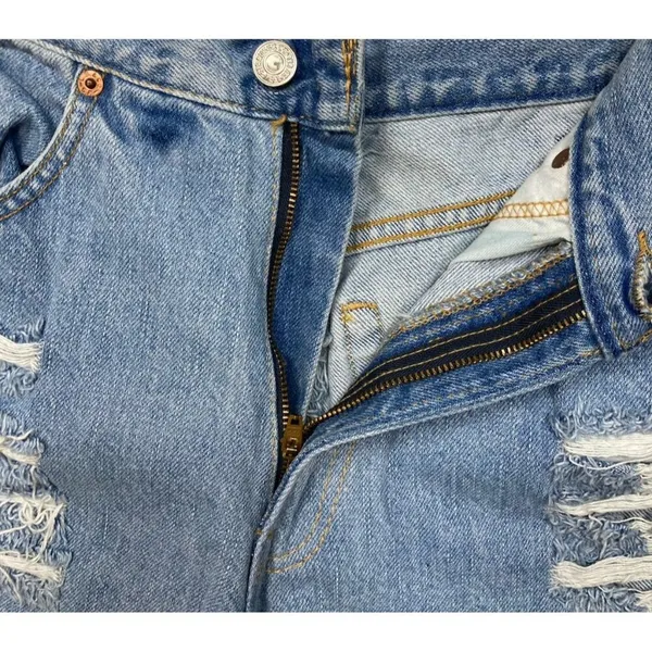 Levi's Levi Strauss Denim Shorts Size 33 Womens Distressed Festival Shorty Raw Hem - Image 4