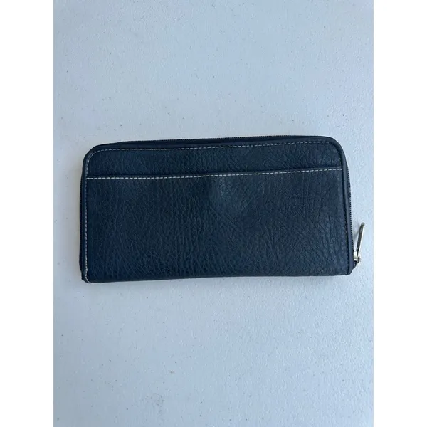 Vintage Esprit Embossed Logo Pebbled Texture Leather Zip Around Accordion Wallet - Image 2