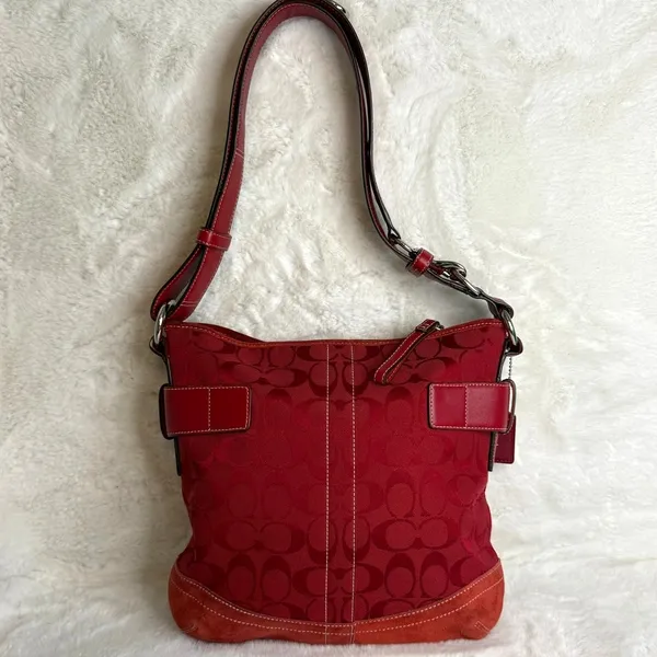 y2k Coach Vintage Soho Red Jacquard Shoulder Bag Crossbody - Image 2