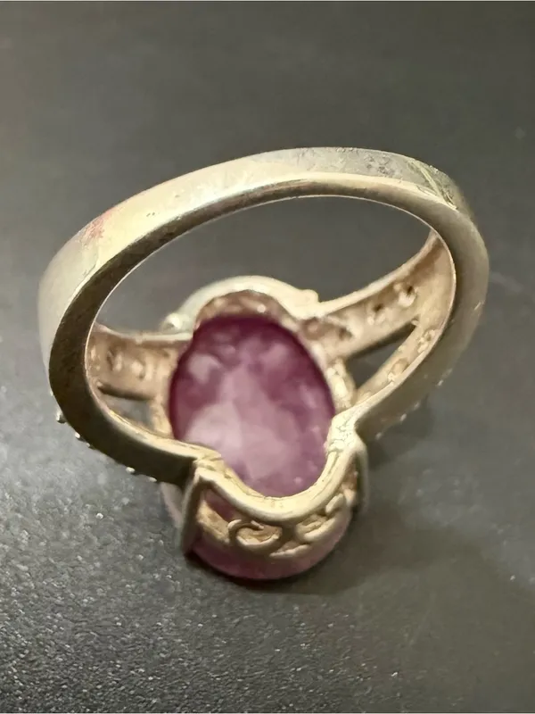 925 Silver Natural Ruby Gemstone Cocktail Ring Size 7.5 Pink - Image 16