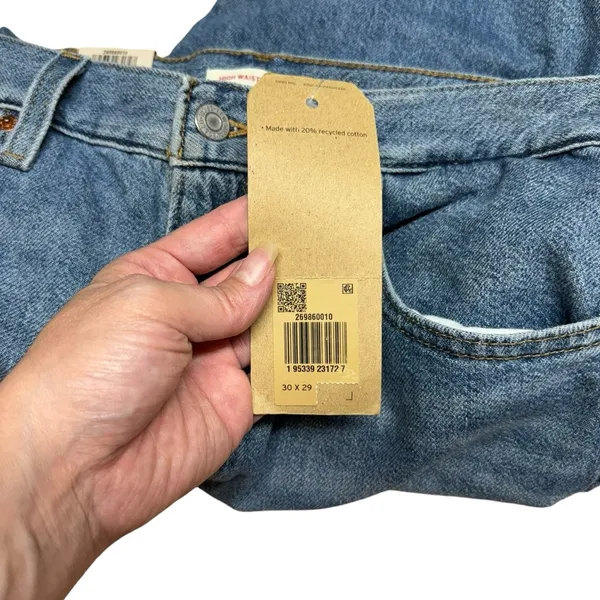 Levi's High Waisted Straight Mom Jeans Style 26986-0010 Eco Blue Size 30 Rigid - Image 9