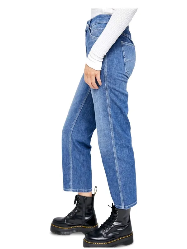 Free People Womens Chloe Baby Denim Cropped Straight Leg Jeans Blue Small - Image 3