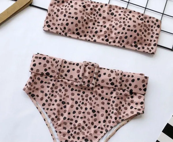 Boutique Polka Dots bandeau high waist belted Bikini - Image 5