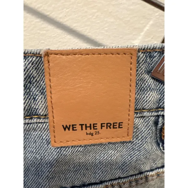 Free People WE THE FREE Denim Distressed Frayed Hem‎ Mini Skirt Size 25 Blue - Image 3