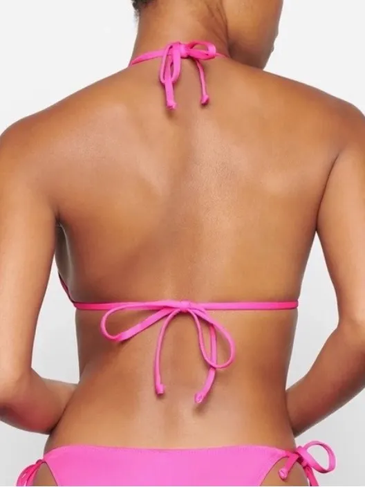 Skims NWT 2pc Bikini Swimsuit Hot Pink Triangle String Bikini top & Bottom M - Image 7