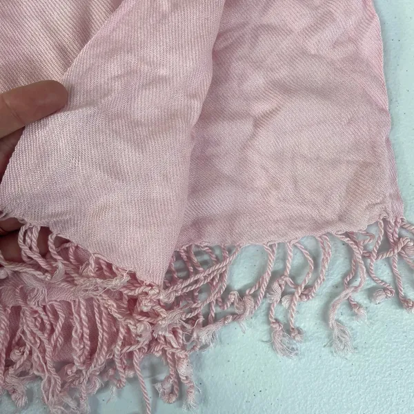 Adult light pink tassel thin knit fashion wrap around scarf basic‎ casual warm - Image 3