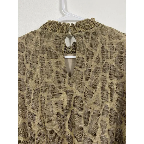 SHOW ME YOUR MUMU Russo Python Gold Shimmer Tiered Ruffle Mini Dress Sz S - Image 8
