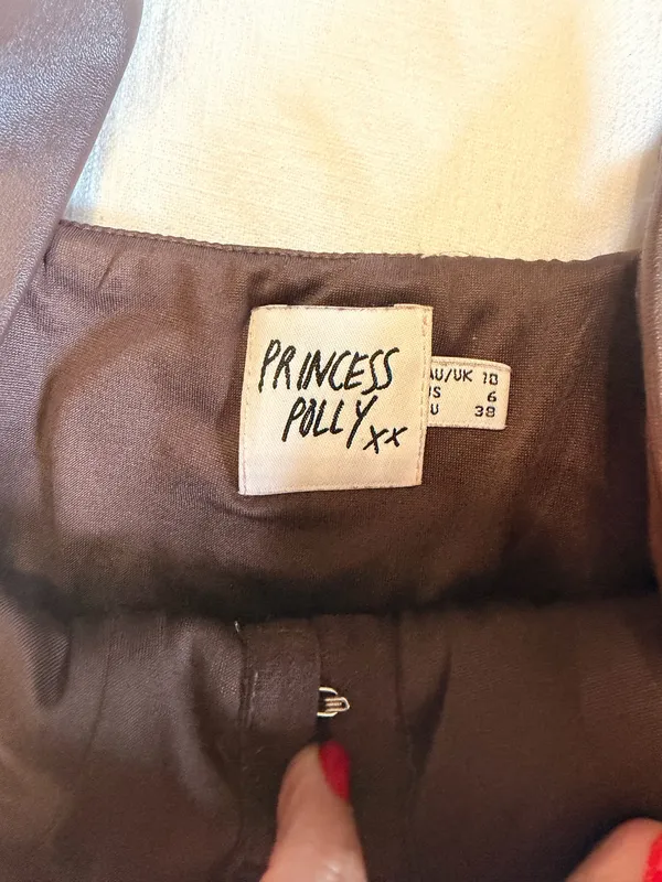 Princess Polly Brown Faux Leather Corset Crop Top Hook Front Bustier Size 6 - Image 4