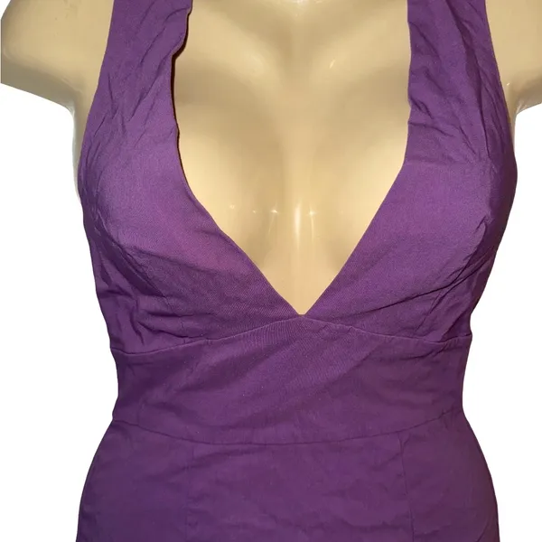 ASOS Purple One-Shoulder Plunge V-Neck Bodycon Dress - Image 3