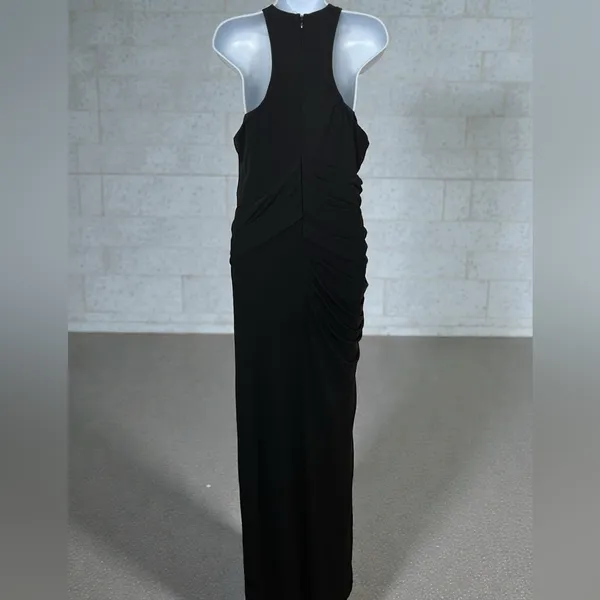 Halston - Lang Black Ruched Jersey Maxi Dress Size 14 Racerback - Image 6