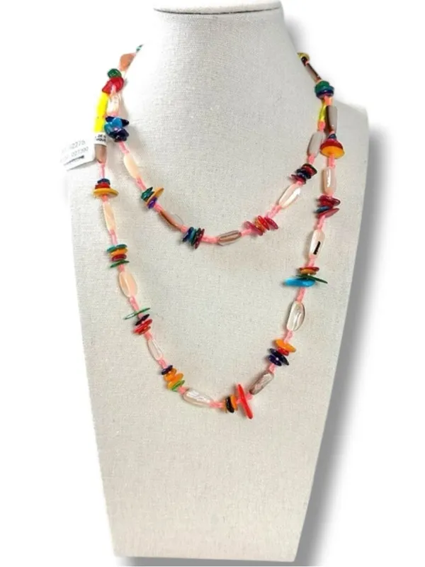 Free People Ariana Ost At The Market Necklace Pink NWT Belly Chain Shells Beach - Image 15
