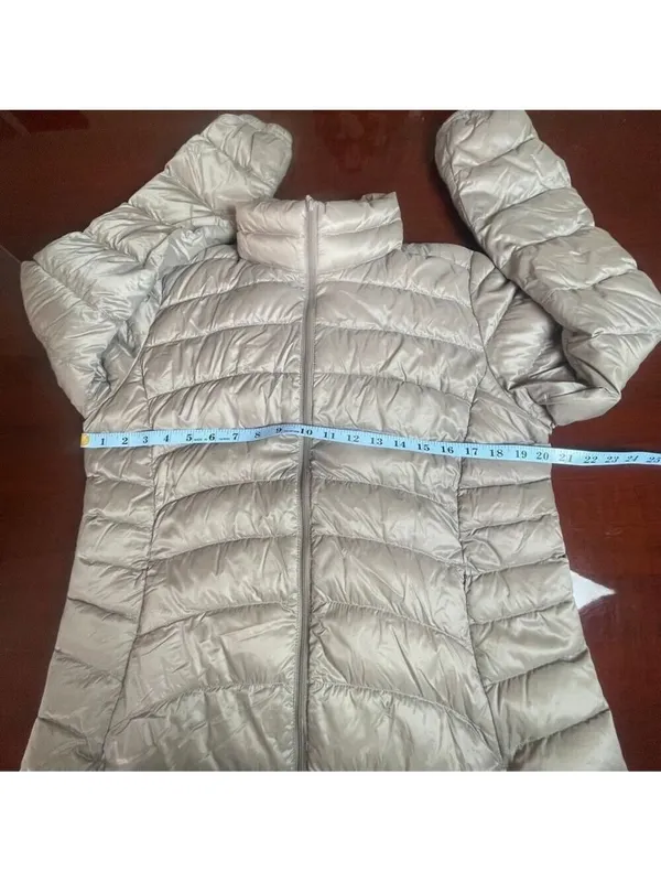 Uniqlo Ultra Light Down Packable Puffer Jacket Greige Champagne L Quiet Luxury - Image 7