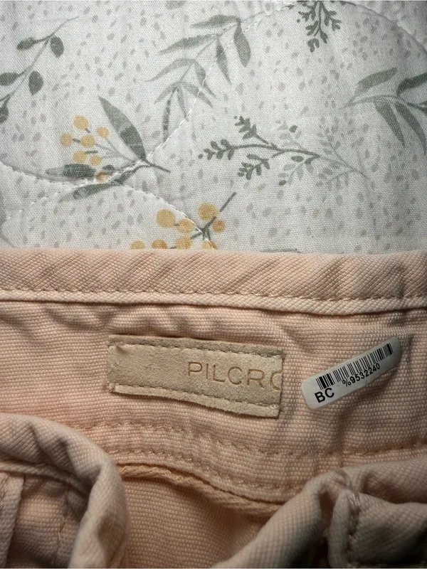 Pilcro Light Peach/Pale Pink Button-Front Crop Pants - Image 3