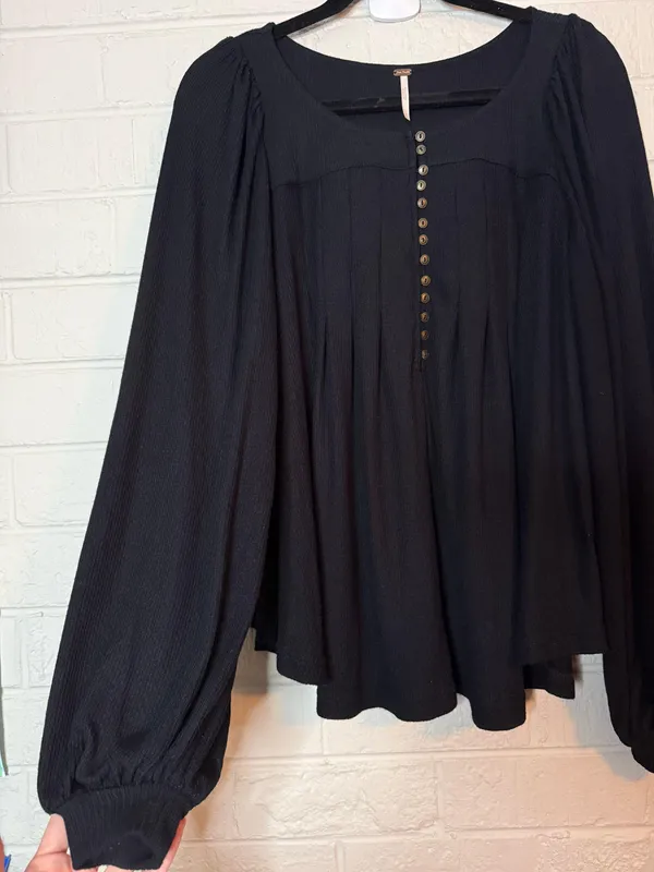 Free People Black Cotton Blend Long Sleeve Ladies Top Size S ✨ - Image 4