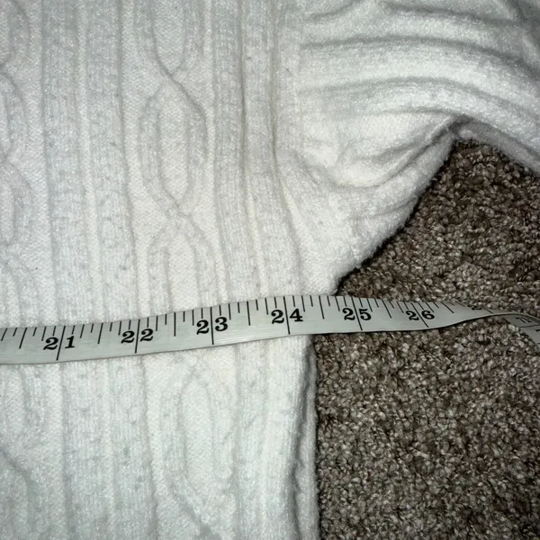 Alo Yoga Cable Knit Hoodie Women Medium White Excellent Cropped Pullover Sweater - Image 4