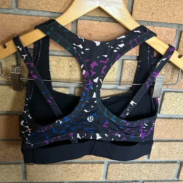 Lululemon Splendour Sports Bra Shadow Wrap Multi / Black Padded Racerback Size 4 - Image 4
