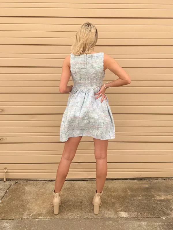 Aureum Colorful Tweed Basque Waist Dress - Image 4