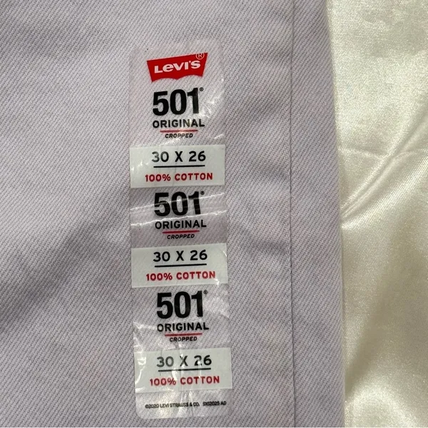 NWT Levi’s 501 Cropped Jeans 30x26 Light Purple Straight Leg Pastel Festival - Image 11