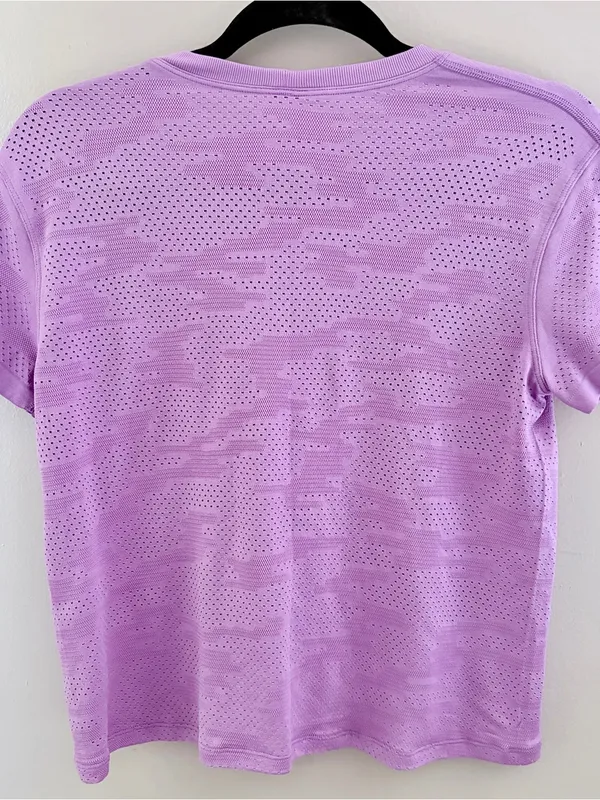 Lululemon Train To Be Short Sleeve Purple Mesh Workout Top Size 6 - Image 2