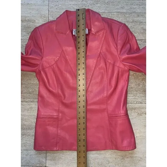 Vintage Carlisle Pink Leather‎ Women's Jacket Sz 4 - Image 4