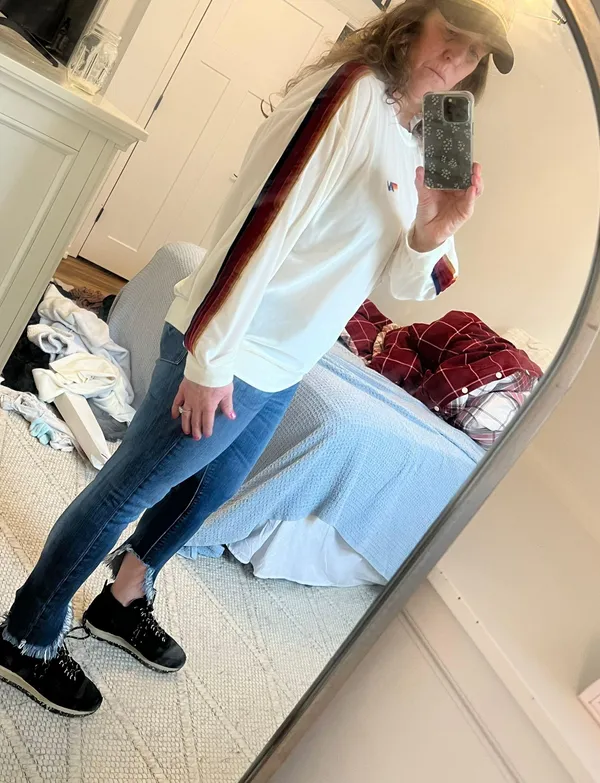 Aviator Nation CLASSIC VELVET RELAXED SWEATSHIRT - WHITE - Image 5