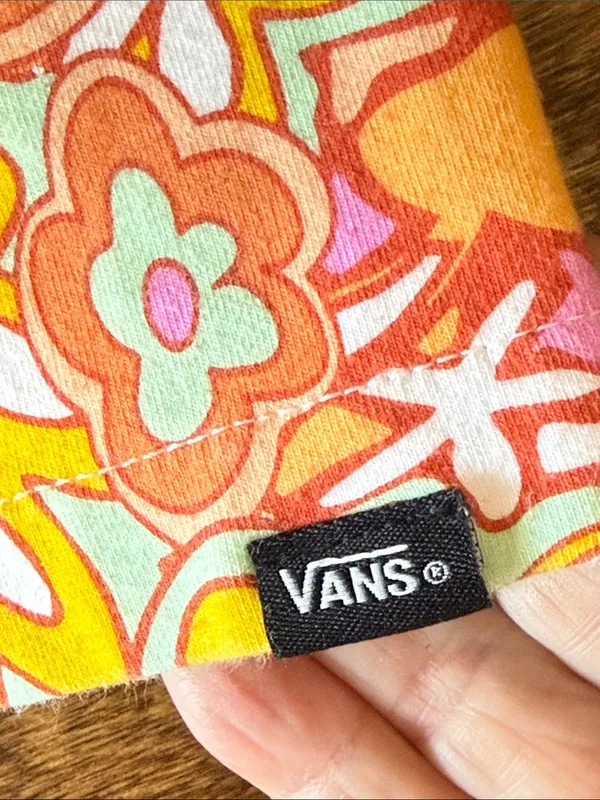 VANS Floral Retro Pull-On Stretch Mini Skirt Size M Mod Skater Y2K Indie 90s - Image 3