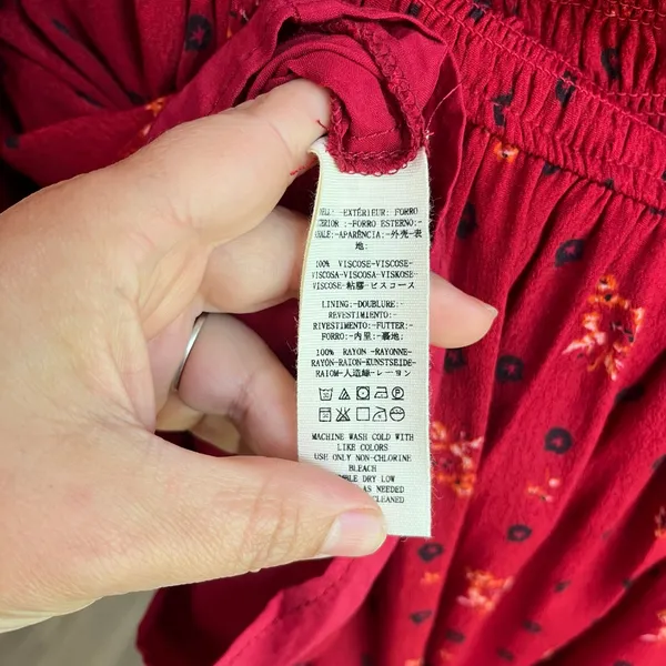 Free People Ruby Combo Two Faces Smocked Mini Dress Red Boho‎ Small NWT - Image 9