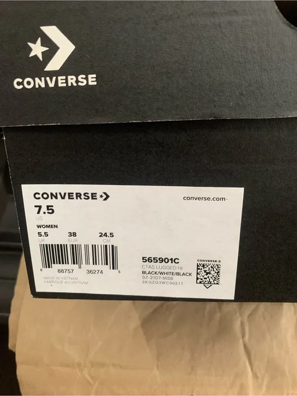 Converse CTAS Lugged Hi Platform Sneakers 565901C Black Canvas Women's 7.5 New - Image 10